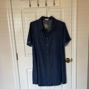 Classic Navy Short-Sleeve Midi Dress
